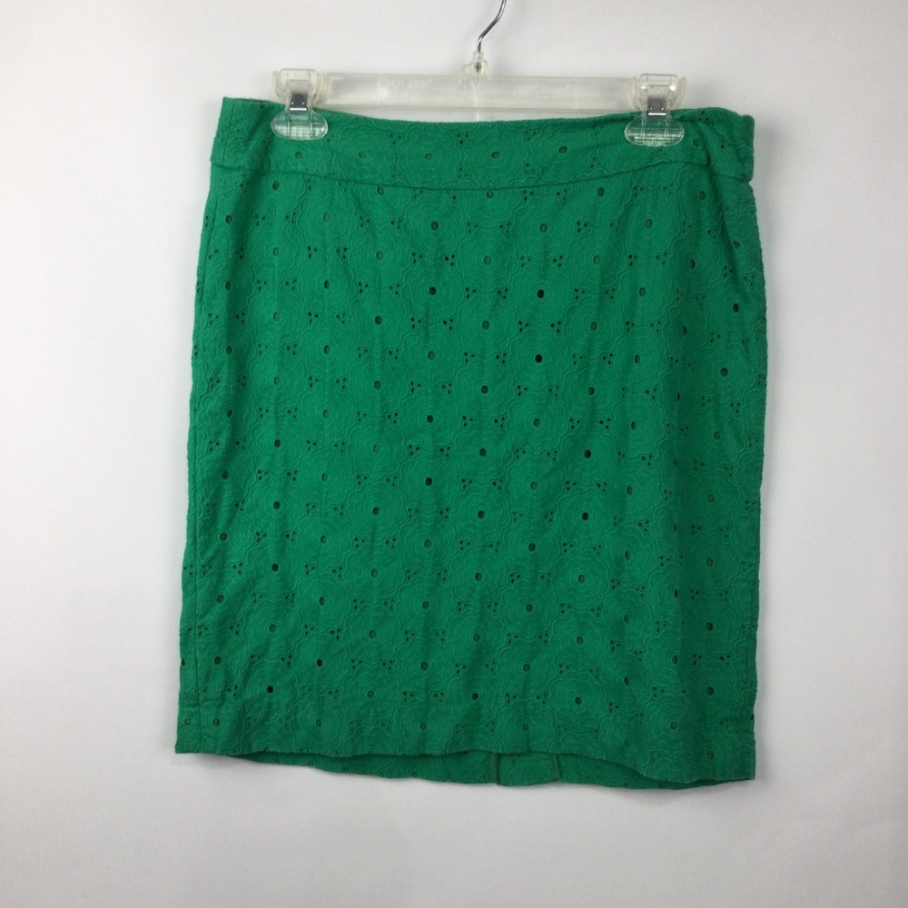 Talbots Green Eyelet Skirt‎ womens size 8p